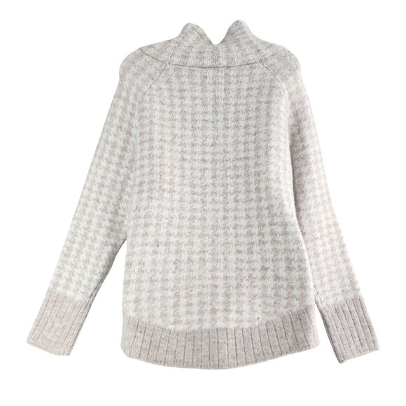 RD Style Womens Houndstooth Turtleneck Sweater Large NWT Cream Beige Neutral - Picture 5 of 7
